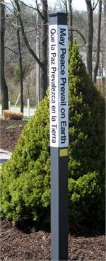 Recycled Peace Pole for Outdoor Use In a larger 6x6 model